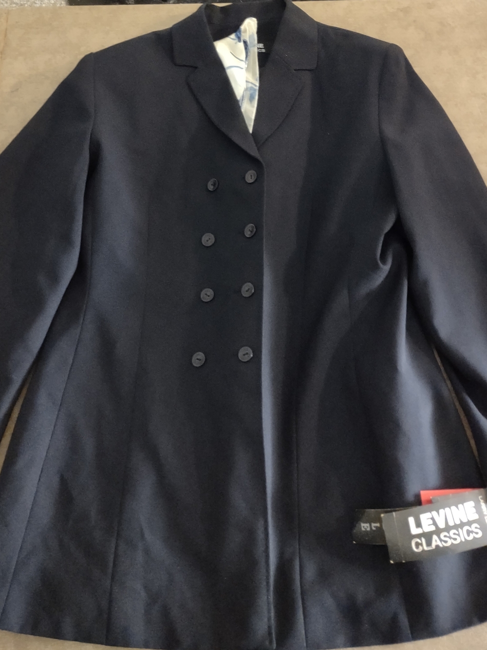 Women's Navy Double-Breasted Coat By Larry Levine 16